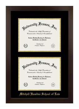 Double Degree (Stacked) Frame in Manhattan Espresso with Black & Gold Mats for DOCUMENT: 8 1/2"H X 11"W  , DOCUMENT: 8 1/2"H X 11"W  