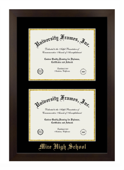 Double Degree (Stacked) Frame in Manhattan Espresso with Black & Gold Mats for DOCUMENT: 8 1/2"H X 11"W  , DOCUMENT: 8 1/2"H X 11"W  