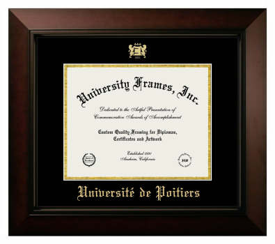 Diploma Frame in Legacy Black Cherry with Black & Gold Mats for DOCUMENT: 8 1/2"H X 11"W  