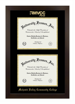 Double Degree (Stacked) Frame in Manhattan Espresso with Black & Gold Mats for DOCUMENT: 8 1/2"H X 11"W  , DOCUMENT: 8 1/2"H X 11"W  