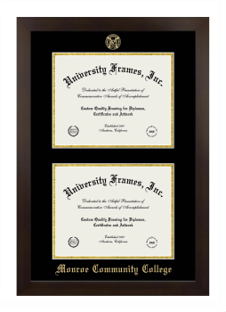 Double Degree (Stacked) Frame in Manhattan Espresso with Black & Gold Mats for DOCUMENT: 8 1/2"H X 11"W  , DOCUMENT: 8 1/2"H X 11"W  