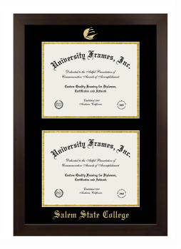 Double Degree (Stacked) Frame in Manhattan Espresso with Black & Gold Mats for DOCUMENT: 8 1/2"H X 11"W  , DOCUMENT: 8 1/2"H X 11"W  