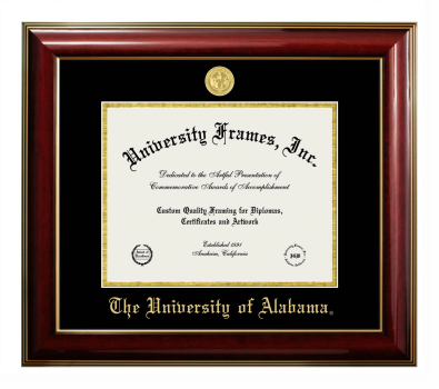 Diploma Frame in Classic Mahogany with Gold Trim with Black & Gold Mats for DOCUMENT: 8 1/2"H X 11"W  