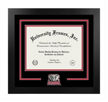 Logo Mat Frame in Manhattan Black with Black & Red Mats for DOCUMENT: 8 1/2"H X 11"W  