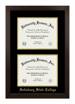 Double Degree (Stacked) Frame in Manhattan Espresso with Black & Gold Mats for DOCUMENT: 8 1/2"H X 11"W  , DOCUMENT: 8 1/2"H X 11"W  