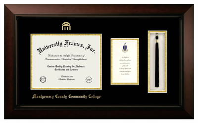 Diploma with Announcement & Tassel Box Frame in Legacy Black Cherry with Black & Gold Mats for DOCUMENT: 8 1/2"H X 11"W  ,  7"H X 4"W  