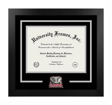 Logo Mat Frame in Manhattan Black with Black & Gray Mats for DOCUMENT: 8 1/2"H X 11"W  