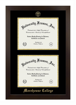 Double Degree (Stacked) Frame in Manhattan Espresso with Black & Gold Mats for DOCUMENT: 8 1/2"H X 11"W  , DOCUMENT: 8 1/2"H X 11"W  