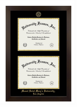 Double Degree (Stacked) Frame in Manhattan Espresso with Black & Gold Mats for DOCUMENT: 8 1/2"H X 11"W  , DOCUMENT: 8 1/2"H X 11"W  