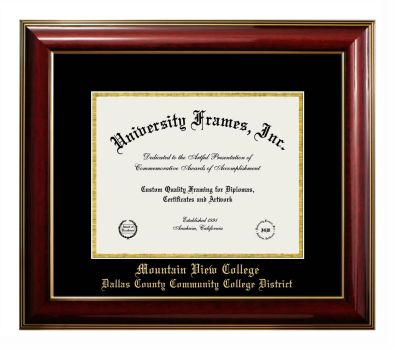 Diploma Frame in Classic Mahogany with Gold Trim with Black & Gold Mats for DOCUMENT: 8 1/2"H X 11"W  