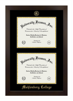 Double Degree (Stacked) Frame in Manhattan Espresso with Black & Gold Mats for DOCUMENT: 8 1/2"H X 11"W  , DOCUMENT: 8 1/2"H X 11"W  