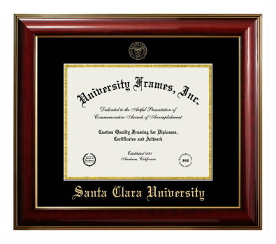 Santa Clara University Diploma Frame in Classic Mahogany with Gold Trim with Black & Gold Mats for DOCUMENT: 8 1/2"H X 11"W  