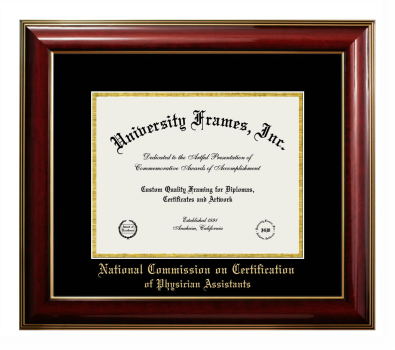 Diploma Frame in Classic Mahogany with Gold Trim with Black & Gold Mats for DOCUMENT: 8 1/2"H X 11"W  