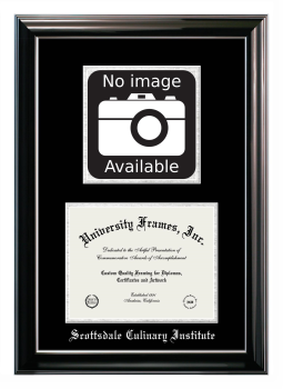 Double Opening with Campus Image (Stacked) Frame in Classic Ebony with Silver Trim with Black & Silver Mats for DOCUMENT: 8 1/2"H X 11"W  