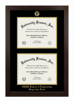 Double Degree (Stacked) Frame in Manhattan Espresso with Black & Gold Mats for DOCUMENT: 8 1/2"H X 11"W  , DOCUMENT: 8 1/2"H X 11"W  