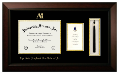 Diploma with Announcement & Tassel Box Frame in Legacy Black Cherry with Black & Gold Mats for DOCUMENT: 8 1/2"H X 11"W  ,  7"H X 4"W  