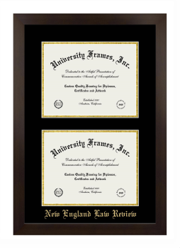 Double Degree (Stacked) Frame in Manhattan Espresso with Black & Gold Mats for DOCUMENT: 8 1/2"H X 11"W  , DOCUMENT: 8 1/2"H X 11"W  