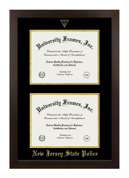 Double Degree (Stacked) Frame in Manhattan Espresso with Black & Gold Mats for DOCUMENT: 8 1/2"H X 11"W  , DOCUMENT: 8 1/2"H X 11"W  