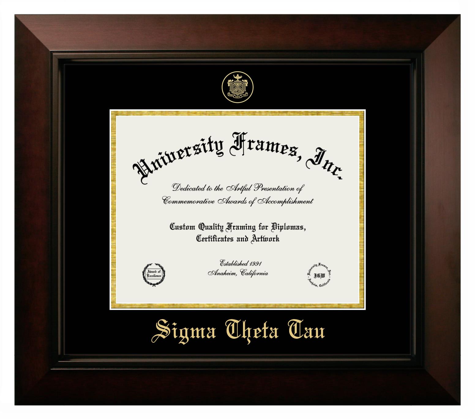 Verwarren waar dan ook Bedrijf Sigma Theta Tau Diploma Frame in Executive with Mahogany Fillet with Black  Suede Mat