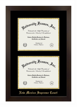 Double Degree (Stacked) Frame in Manhattan Espresso with Black & Gold Mats for DOCUMENT: 8 1/2"H X 11"W  , DOCUMENT: 8 1/2"H X 11"W  