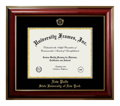 Diploma Frame in Classic Mahogany with Gold Trim with Black & Gold Mats for DOCUMENT: 8 1/2"H X 11"W  