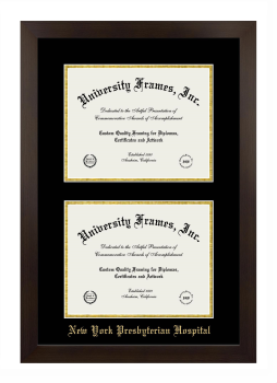 Double Degree (Stacked) Frame in Manhattan Espresso with Black & Gold Mats for DOCUMENT: 8 1/2"H X 11"W  , DOCUMENT: 8 1/2"H X 11"W  