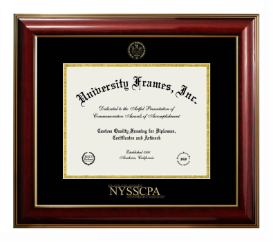 Diploma Frame in Classic Mahogany with Gold Trim with Black & Gold Mats for DOCUMENT: 8 1/2"H X 11"W  