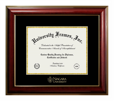 Diploma Frame in Classic Mahogany with Gold Trim with Black & Gold Mats for DOCUMENT: 8 1/2"H X 11"W  