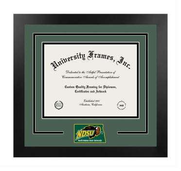 Logo Mat Frame in Manhattan Black with Forest Green & Black Mats for DOCUMENT: 8 1/2"H X 11"W  