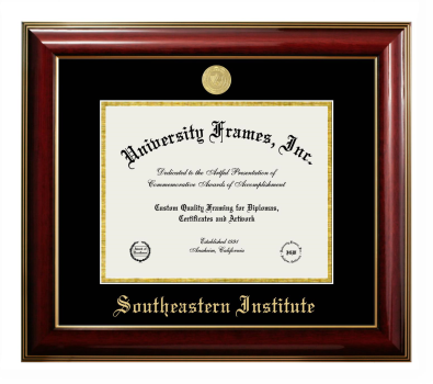 Diploma Frame in Classic Mahogany with Gold Trim with Black & Gold Mats for DOCUMENT: 8 1/2"H X 11"W  