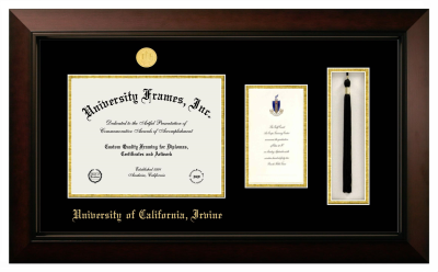 Diploma with Announcement & Tassel Box Frame in Legacy Black Cherry with Black & Gold Mats for DOCUMENT: 8 1/2"H X 11"W  ,  7"H X 4"W  