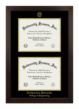 Double Degree (Stacked) Frame in Manhattan Espresso with Black & Gold Mats for DOCUMENT: 8 1/2"H X 11"W  , DOCUMENT: 8 1/2"H X 11"W  