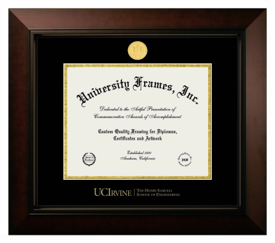 Diploma Frame in Legacy Black Cherry with Black & Gold Mats for DOCUMENT: 8 1/2"H X 11"W  