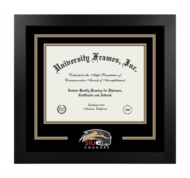 Logo Mat Frame in Manhattan Black with Black & Bronze Mats for DOCUMENT: 8 1/2"H X 11"W  