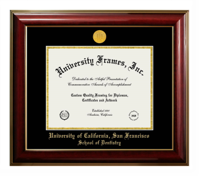 Diploma Frame in Classic Mahogany with Gold Trim with Black & Gold Mats for DOCUMENT: 8 1/2"H X 11"W  