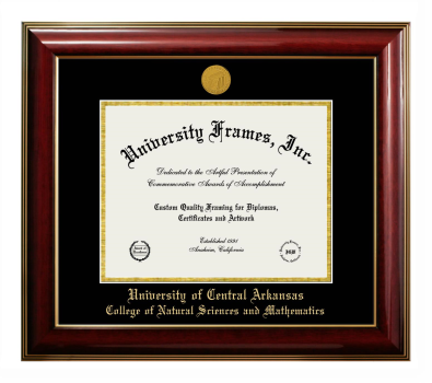 Diploma Frame in Classic Mahogany with Gold Trim with Black & Gold Mats for DOCUMENT: 8 1/2"H X 11"W  