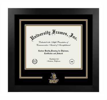 Logo Mat Frame in Manhattan Black with Black & Bronze Mats for DOCUMENT: 8 1/2"H X 11"W  