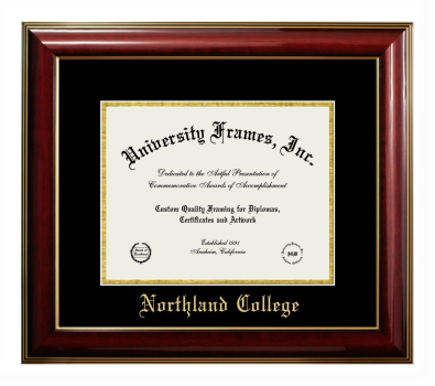 Diploma Frame in Classic Mahogany with Gold Trim with Black & Gold Mats for DOCUMENT: 8 1/2"H X 11"W  