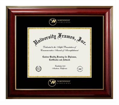 Diploma Frame in Classic Mahogany with Gold Trim with Black & Gold Mats for DOCUMENT: 8 1/2"H X 11"W  