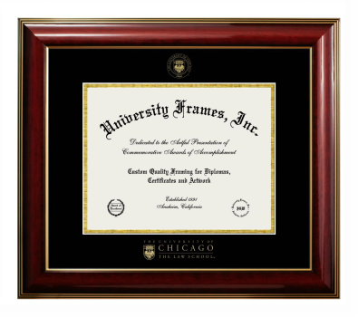 Diploma Frame in Classic Mahogany with Gold Trim with Black & Gold Mats for DOCUMENT: 8 1/2"H X 11"W  