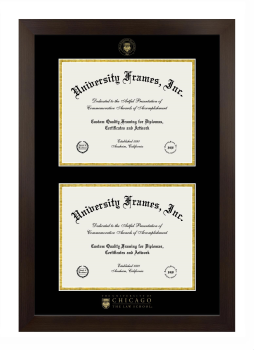 Double Degree (Stacked) Frame in Manhattan Espresso with Black & Gold Mats for DOCUMENT: 8 1/2"H X 11"W  , DOCUMENT: 8 1/2"H X 11"W  