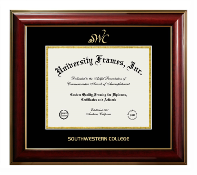 Diploma Frame in Classic Mahogany with Gold Trim with Black & Gold Mats for DOCUMENT: 8 1/2"H X 11"W  