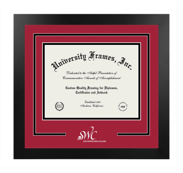 Logo Mat Frame in Manhattan Black with Crimson & Black Mats for DOCUMENT: 8 1/2"H X 11"W  