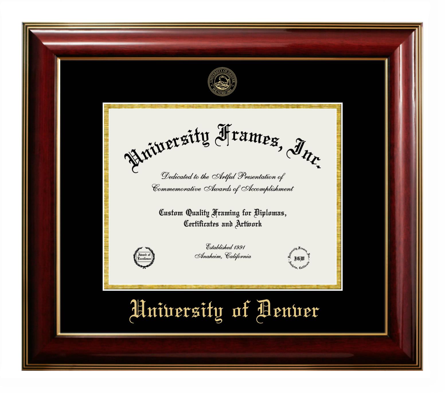 University of Denver Diploma Frame in Legacy Black Cherry with Black ...