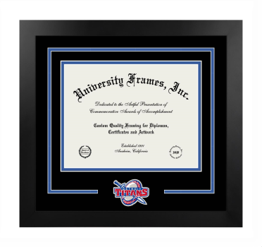 Logo Mat Frame in Manhattan Black with Black & Royal Blue Mats for DOCUMENT: 8 1/2"H X 11"W  