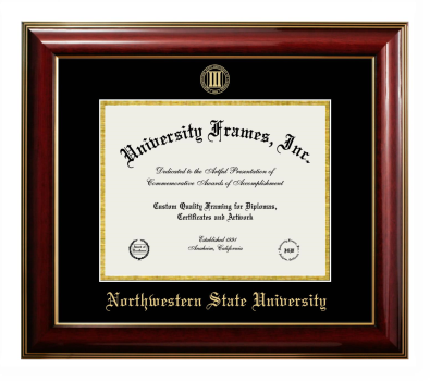 Diploma Frame in Classic Mahogany with Gold Trim with Black & Gold Mats for DOCUMENT: 8 1/2"H X 11"W  