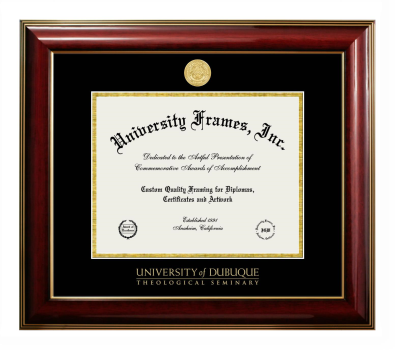 Diploma Frame in Classic Mahogany with Gold Trim with Black & Gold Mats for DOCUMENT: 8 1/2"H X 11"W  