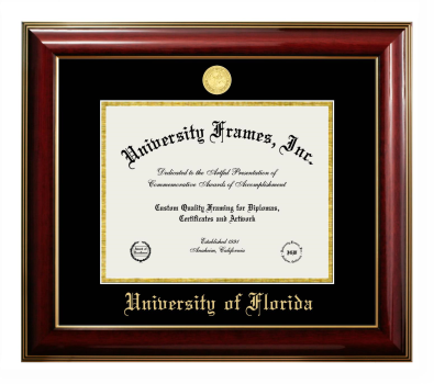 Diploma Frame in Classic Mahogany with Gold Trim with Black & Gold Mats for DOCUMENT: 8 1/2"H X 11"W  