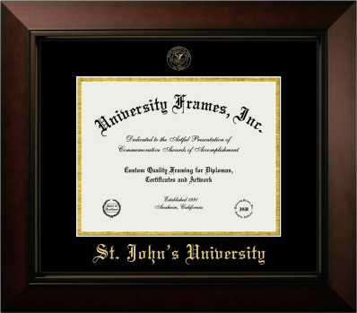 Diploma Frame in Legacy Black Cherry with Black & Gold Mats for DOCUMENT: 8 1/2"H X 11"W  