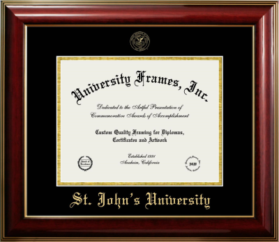 Diploma Frame in Classic Mahogany with Gold Trim with Black & Gold Mats for DOCUMENT: 8 1/2"H X 11"W  